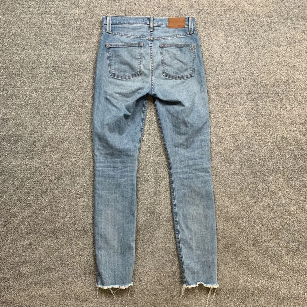 Madewell Jeans Womens 27 Denim High Rise Skinny Ontario Wash Distressed Raw Hem